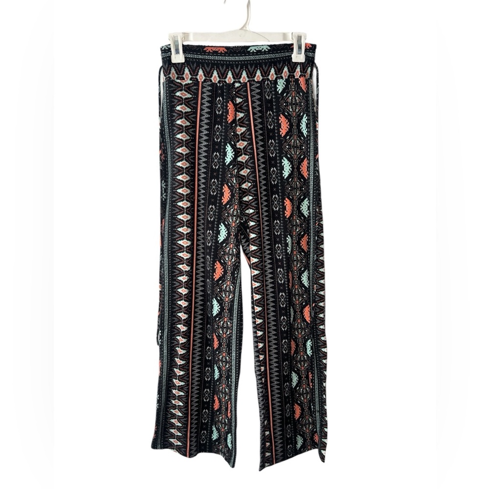 Self Esteem Stretchy Wide Leg multi-color Geometric Print Pants